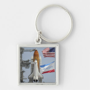 Space Shuttle Endeavour on the launch pad 3 Key Ring