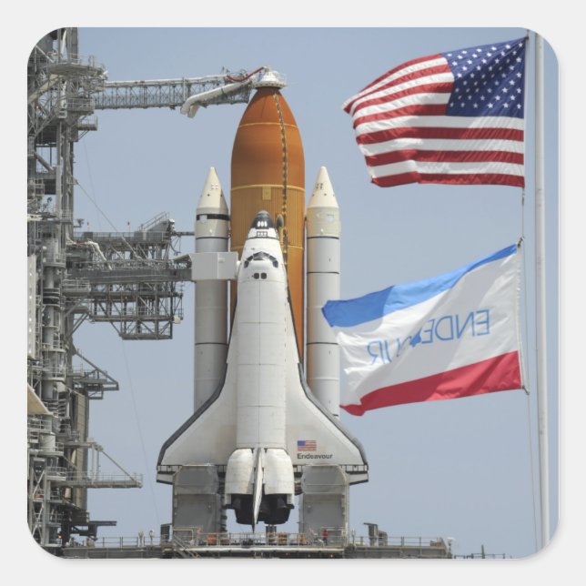 Space Shuttle Endeavour on the launch pad 3 Square Sticker (Front)