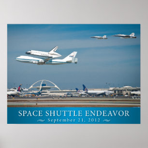 Space Shuttle Endeavour with jets poster 24x18