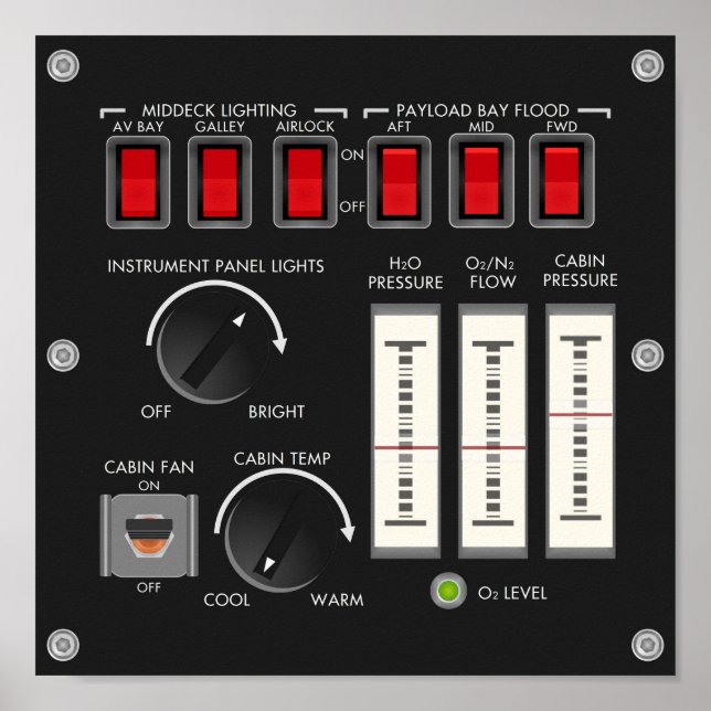Space Shuttle Environmental Control & Lights Panel Poster (Front)