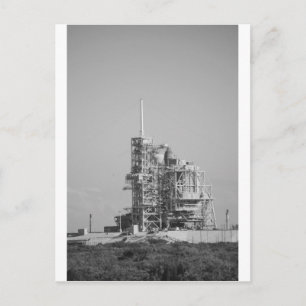 Space Shuttle on Launch Pad in Black and White Postcard