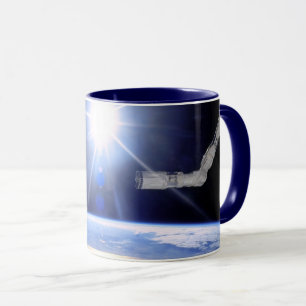 Space Shuttle Robot Arm Earth Orbit Sunburst Mug