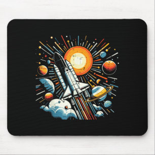 Space Shuttle Sun Planets Rocket Galaxy Boys Kids  Mouse Pad