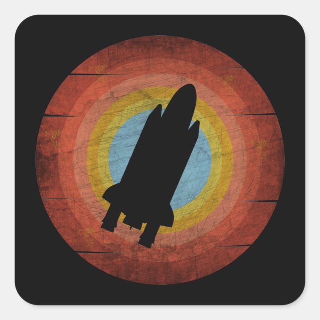 SPACE SHUTTLE VINTAGE RETRO SQUARE STICKER (Front)
