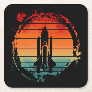 SPACE SHUTTLE VINTAGE SQUARE PAPER COASTER