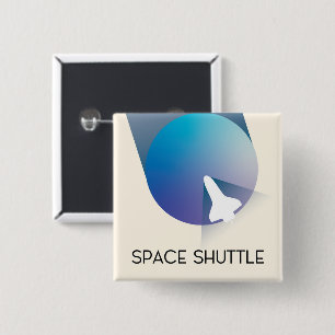 Space Shuttle Vintage style space art. 15 Cm Square Badge