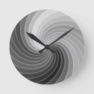 Space Silver Twirl Round Clock