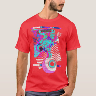 Space Skateboard 80s Aesthetics Eyeball Vaporwave  T-Shirt