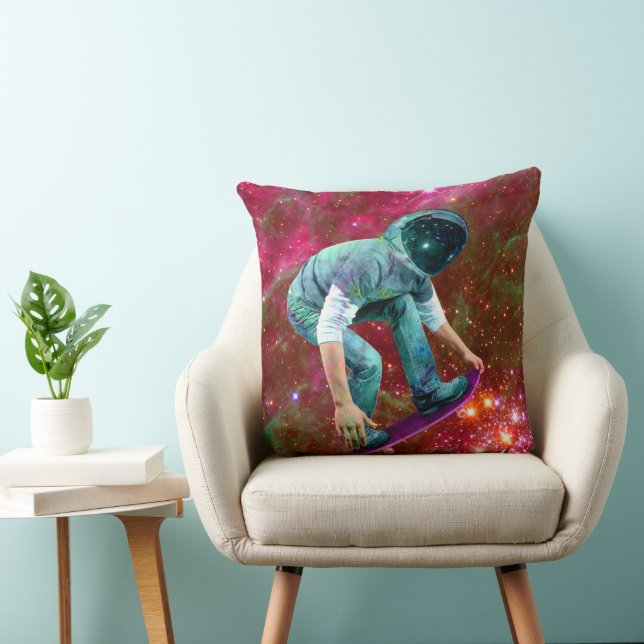 Space Skateboarder Throw Pillow (Chair)