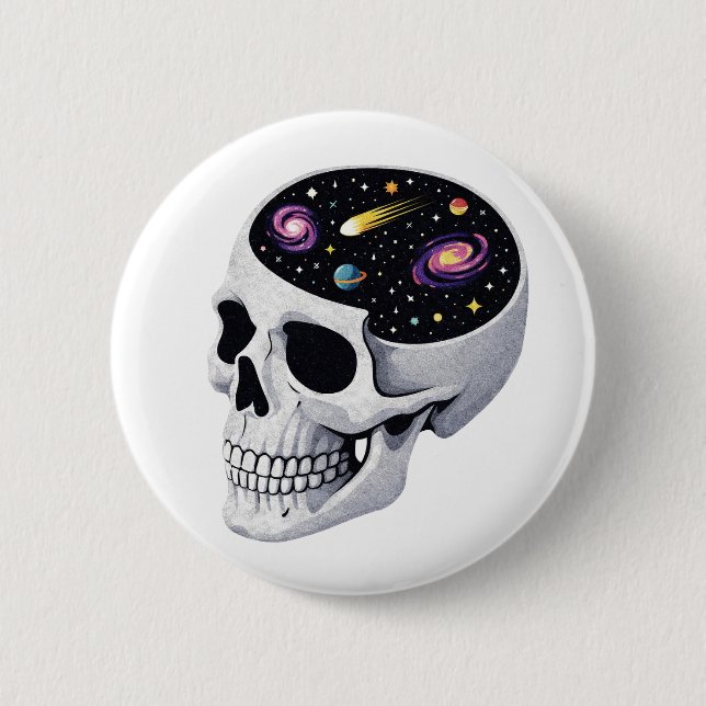 Space Skull 6 Cm Round Badge (Front)