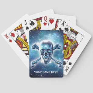 Space skull and crossbones. Personalized Playing Cards