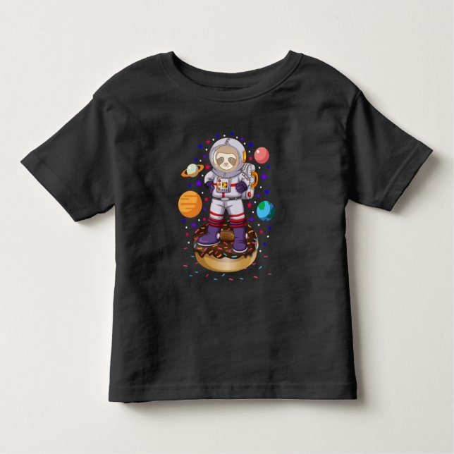 Space Sloth Astronaut Galaxy Planet Donut Candy Toddler T-Shirt (Front)