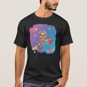 Space Sloth on Rocket – Dreamy Slow Cartoon Vector T-Shirt
