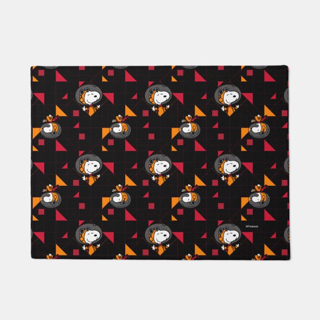 SPACE | Snoopy Space Suit Black Pattern Doormat (Front)
