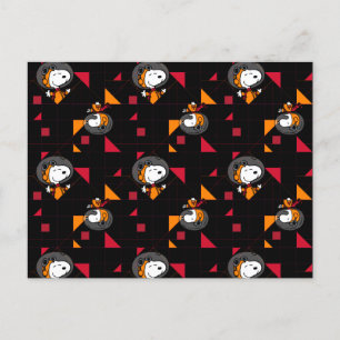 SPACE   Snoopy Space Suit Black Pattern Postcard