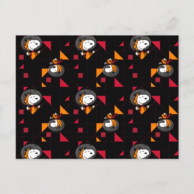 SPACE | Snoopy Space Suit Black Pattern Postcard (Front)
