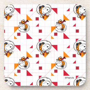 SPACE   Snoopy Space Suit White Pattern Coaster