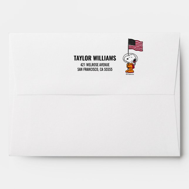 SPACE | Snoopy With Flag Astronaut Envelope (Back (Top Flap))