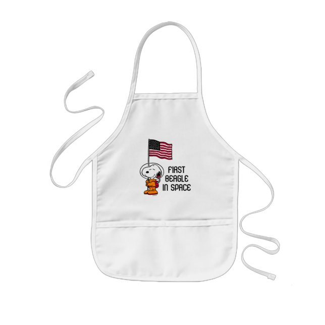 SPACE | Snoopy With Flag Astronaut Kids Apron (Front)