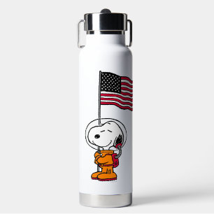 SPACE Snoopy With Flag Astronaut Water Bottle