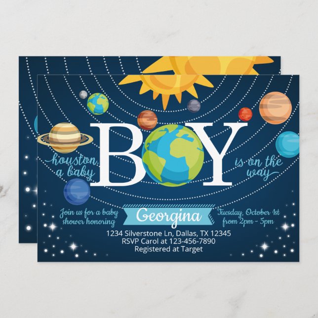 Space Solar System Baby Shower Invitation Invite (Front/Back)