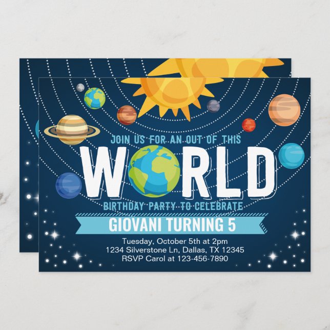 Space Solar System Birthday Party Invitation (Front/Back)