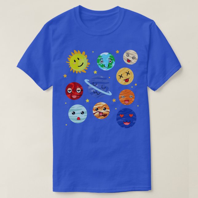 Space Solar System Cute Planets Astronomy T-Shirt (Design Front)