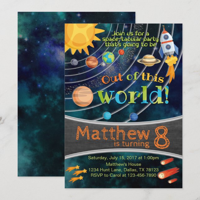 Space Solar System Planet Birthday Invitation (Front/Back)