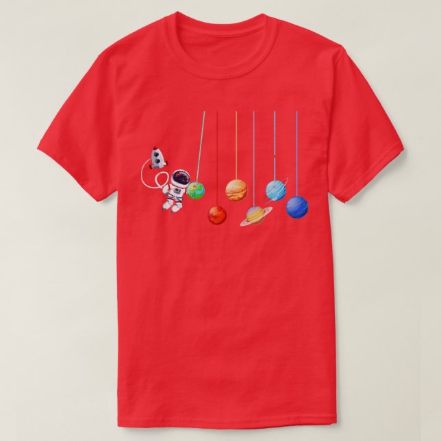 Space Solar System Planets Retro Astronaut T-Shirt (Design Front)