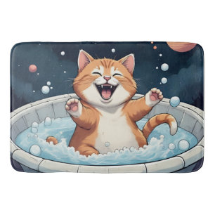 Space Spa Cat – Cosmic Bubble Bath Fun Mat