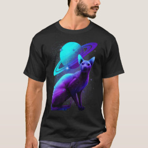 Space Sphynx Cat With Saturn Astronaut Planet Oute T-Shirt