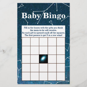 Space Star Constellations Baby Shower Bingo Flyer