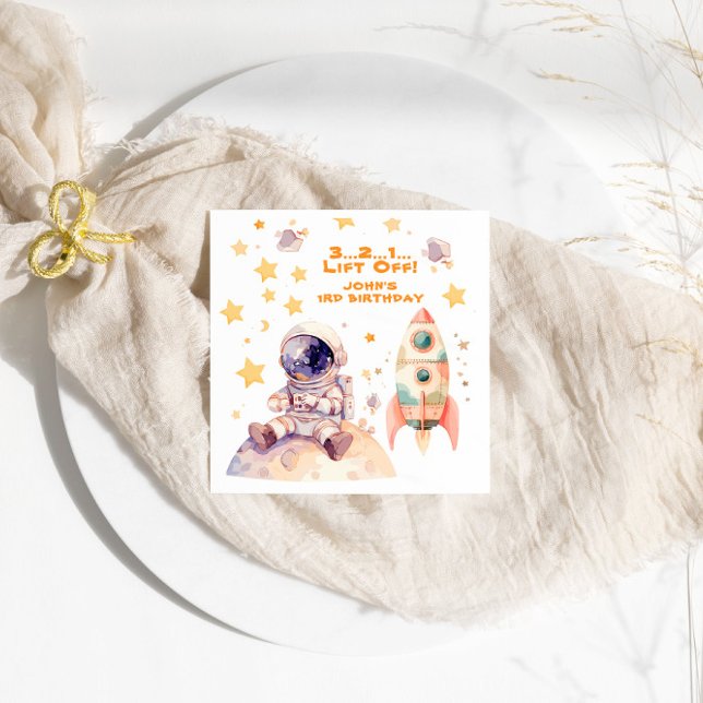 Space Stars & Astronauts Kids birthday party Napkin (Creator Uploaded)