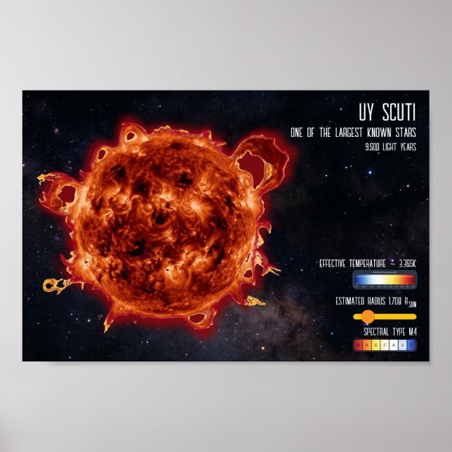Space Stars Astronomy Biggest Star Science Info Poster (Front)