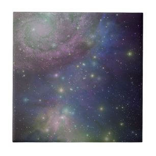 Space, stars, galaxies and nebulas ceramic tile