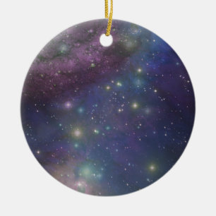 Space, stars, galaxies and nebulas ceramic tree decoration