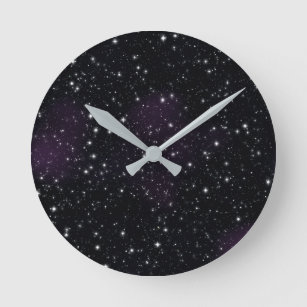 Space Stars Galaxy Nebula Round Clock