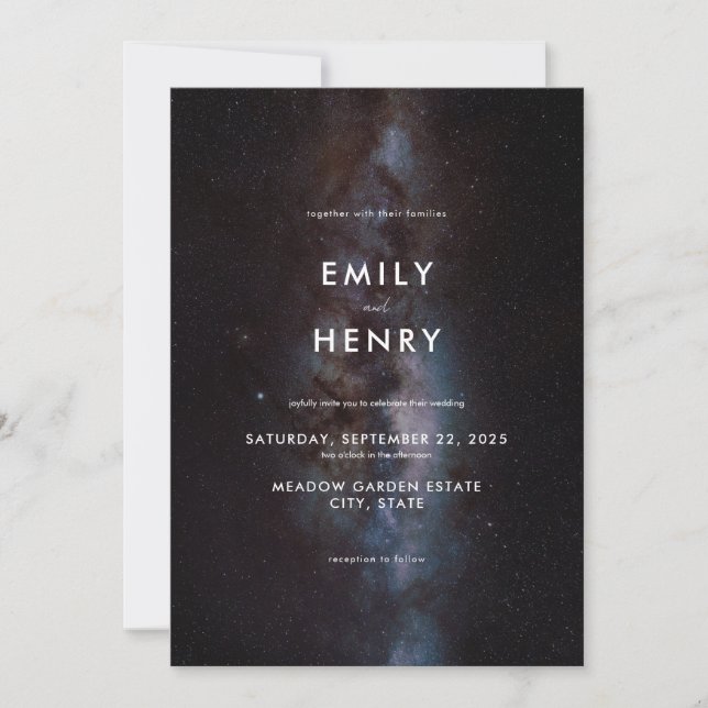Space Stars Milky Way Galaxy Wedding Invitation (Front)