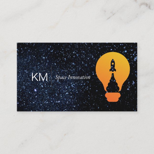 Space | Stars | Rocket Light Bulb Business Card (Front)
