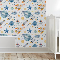 Space Stars Rockets Planets Watercolor