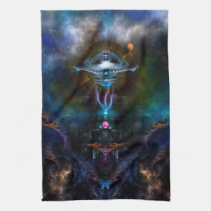 Space Station Ansarious Fractal Art Tea Towel