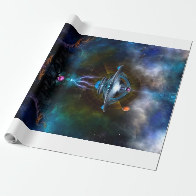 Space Station Ansarious Fractal Art Wrapping Paper (Unrolled)