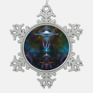Space Station Ansarious Pewter Snowflake Ornament
