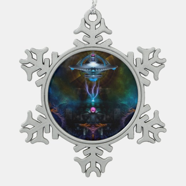 Space Station Ansarious Pewter Snowflake Ornament (Front)