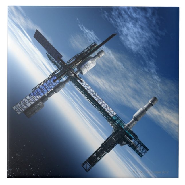 Space station. Computer artwork of a space Tile (Front)