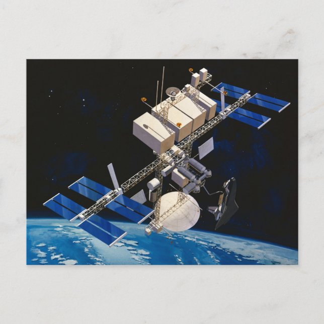 Space Station Orbiting Earth 10 Postcard (Front)