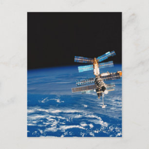 Space Station Orbiting Earth 3 Postcard
