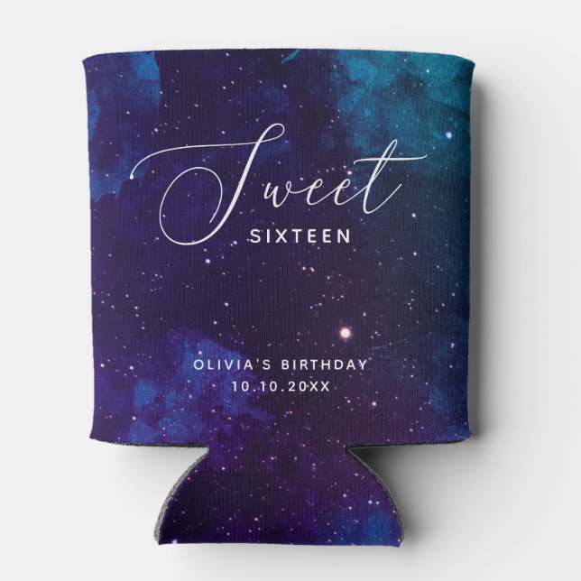 Space Sweet 16 | Cosmic Starry Night Sweet Sixteen Can Cooler (Back)