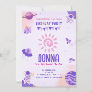 Space-Tacular First Trip Around The Sun Birthday Invitation