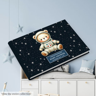 Space Teddy Bear Baby Boy Shower Guest Journal Guest Book